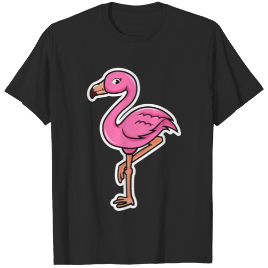 Discover Cartoon Flamingo Illustration T-shirt