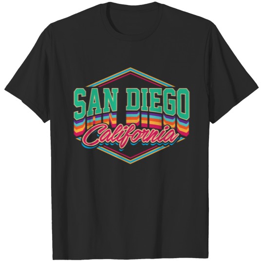 Discover San Diego, California Typographic Green Letters T-shirt