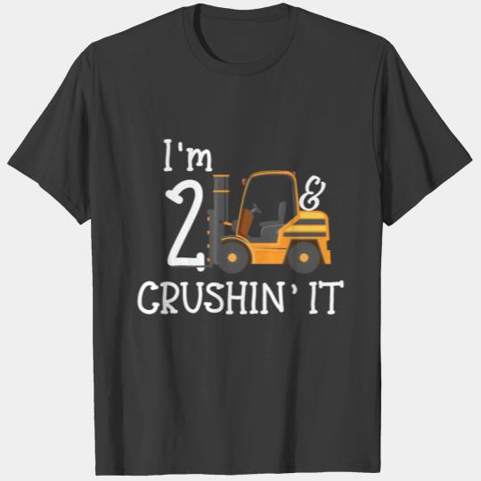 2nd birthday boy Toddler Construction Truck gift T-shirt