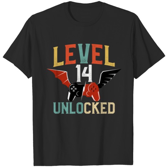 Discover Level 14 Unlocked Birthday Video Games funny T-shirt