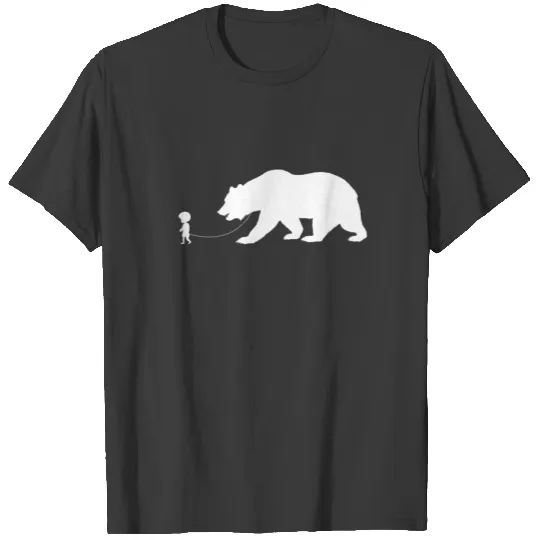 Boy Walking A Pet Bear Nature Animal Lover Bear T-shirt