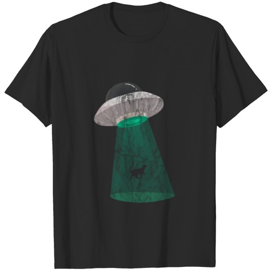 Alien Abduction UFO Cat Vintage T-shirt