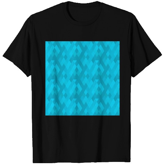 Abstract Pattern Ice Blue Check Square T-shirt