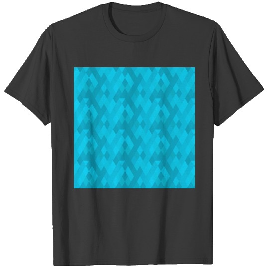 Abstract Pattern Ice Blue Check Square T-shirt