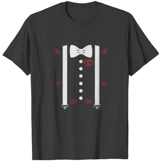 Valentine's Day Tuxedo White Bow Tie T-Shirt Costu T-shirt