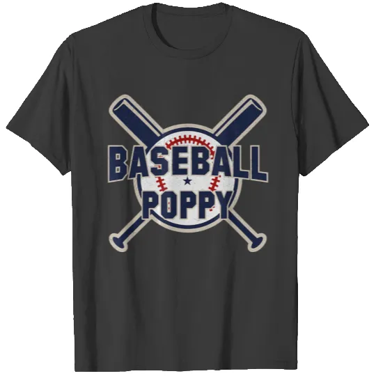 Baseball Poppy Softball Papa Funny Father's Day T-shirt