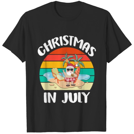 Christmas in July Santa Hawaiian Surfing T-shirt