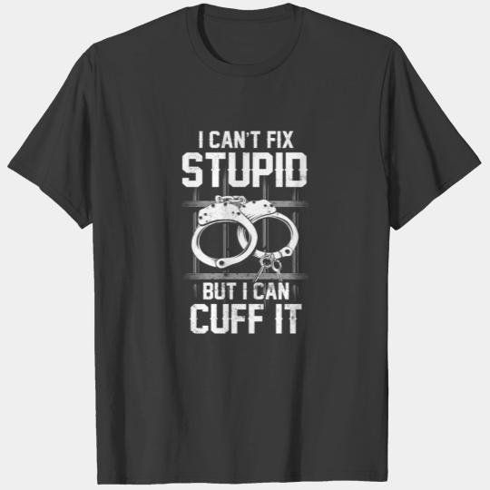 Fix Stupid Corrections Officer Thin Silver Line T-shirt