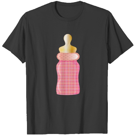 pink patterned baby bottle with teat T-shirt