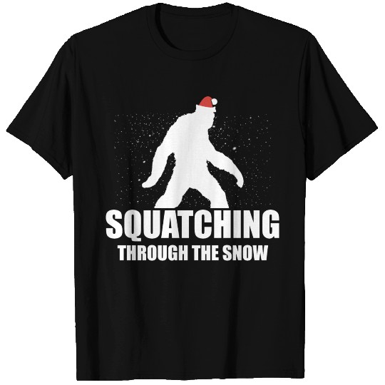 Squatching Through The Snow Bigfoot Christmas Gift T-shirt