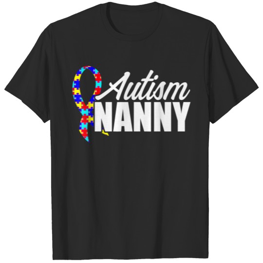 Discover Autism Nanny Puzzle Ribbon Autistic Awareness T-shirt