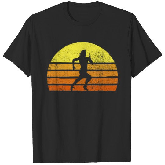 Discover Retro Man Running A Race Vintage Running Sunset T-shirt
