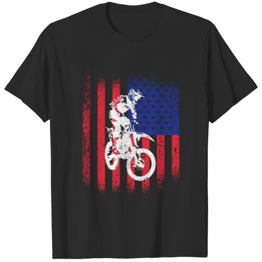 Discover Dirt Bike American Flag 4th Of July T-shirt