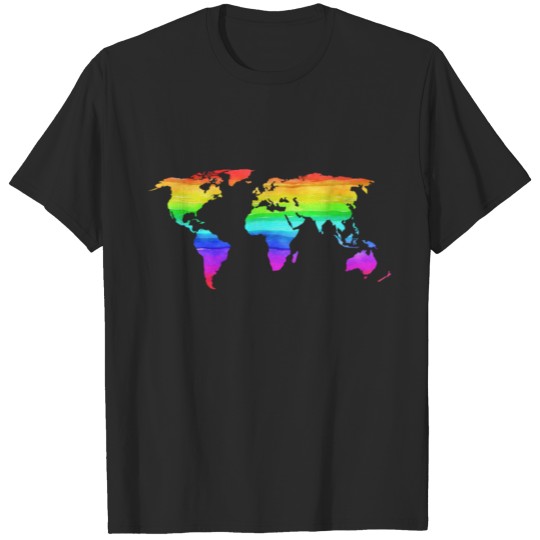 Discover World map colorful rainbow colors colored T-shirt