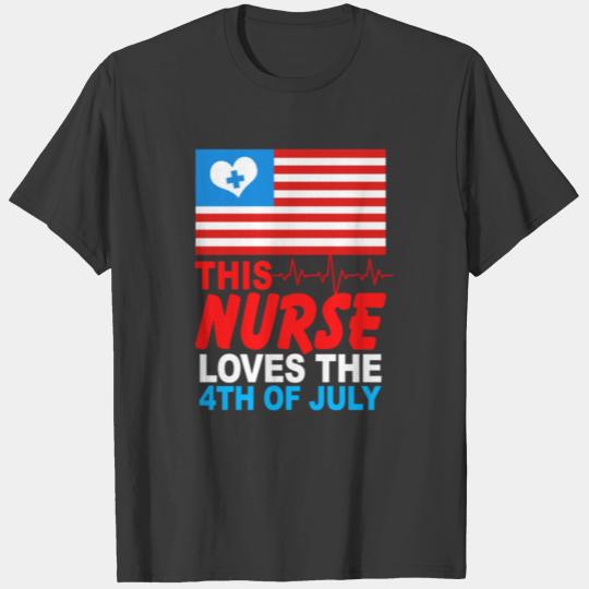 This Nurse Loves Fourth Of July Funny Gift For T-shirt