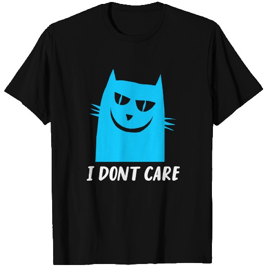 Blue Evil Cat I Dont Care Cute Kittie Design T-shirt