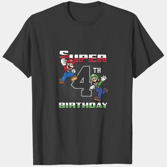 Super Mario and Luigi Super Birthday 4th shirt T-shirt