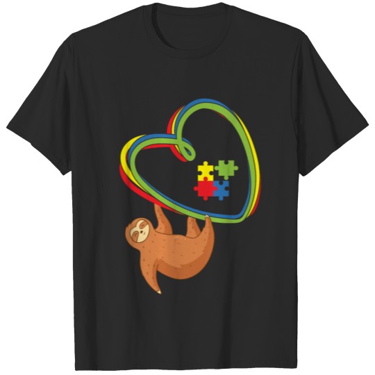 Discover Autism Sloth Awareness Heart Sloth Lover T-shirt