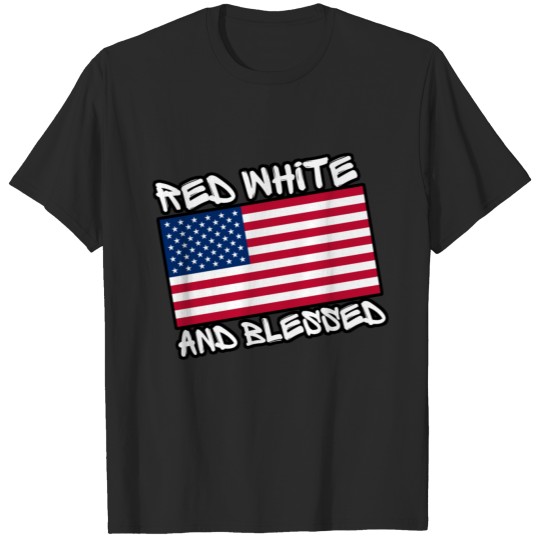 Discover Red White And Blessed American Flag T-shirt