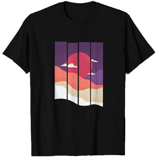 Red moon and colorful mountains T-shirt