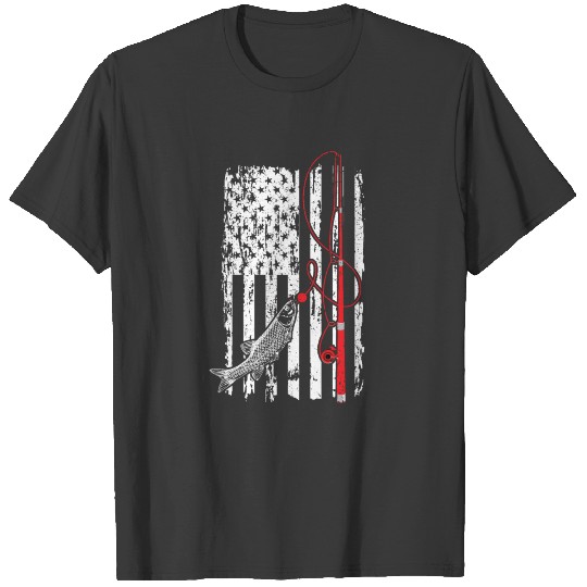 Vintage USA Flag Trout Fisherman Gift Patriotic T-shirt