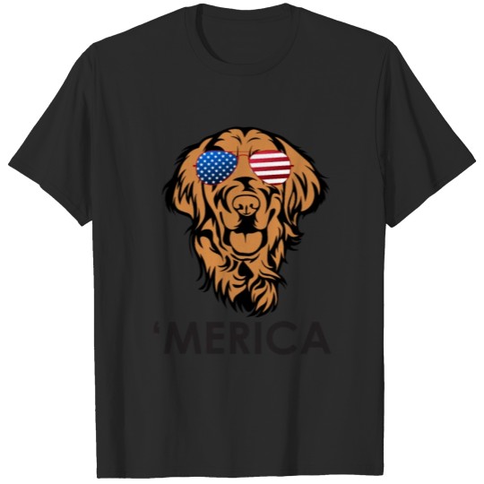 Discover Funny 4th Of July Lover Dog Golden Retriever Shirt T-shirt