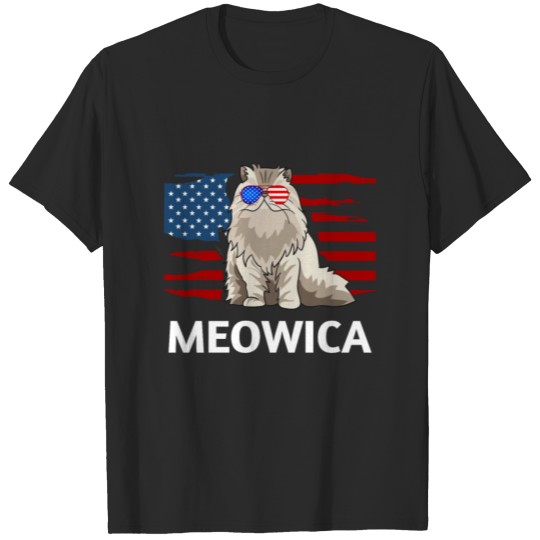 Discover Meowica Funny Cat 4th of july Flag Gift T-shirt