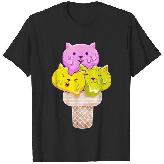 Discover Happy Cats Ice Cream Cone T-shirt