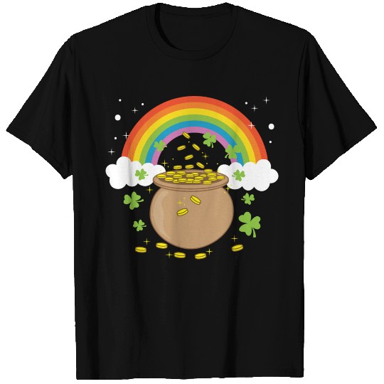 Gold Coin Pot Rainbow Shamrock St. Patrick's Day T-shirt