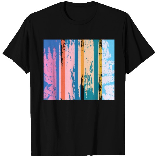 Multi Colored Pink and Blue Striped T-shirt