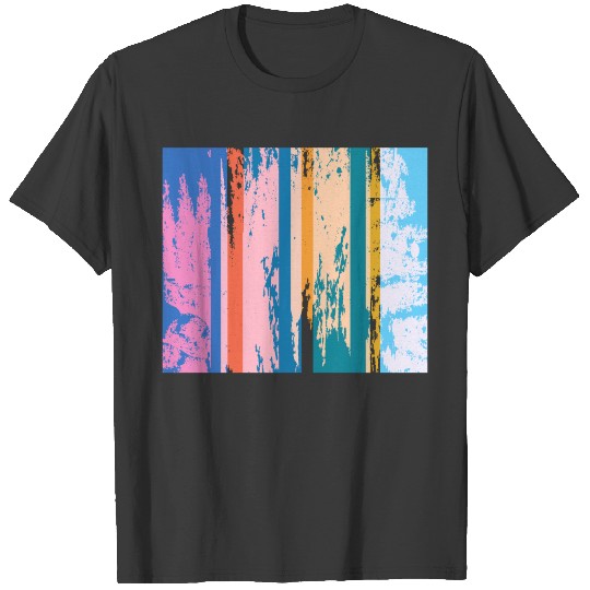 Multi Colored Pink and Blue Striped T-shirt