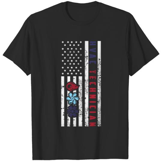 Discover American Flag HVAC Technician HVAC Tech Shirt T-shirt