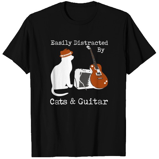 Easily Distracted By Cats Guitar T-shirt