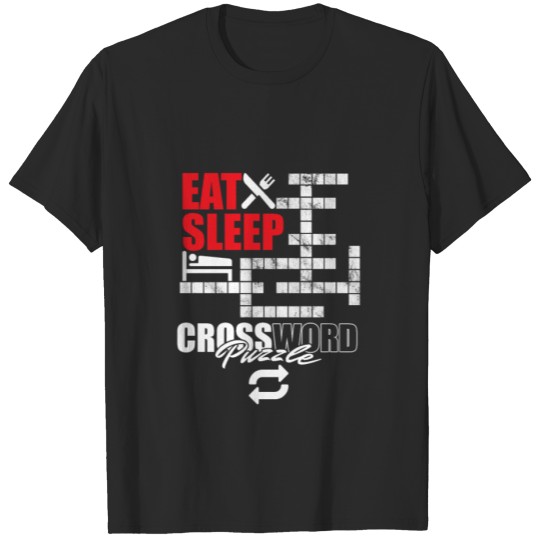 Discover Eat Sleep Crossword Puzzle Repeat Puzzler Brain T-shirt
