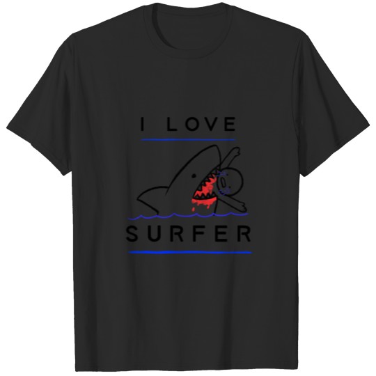 Discover Funny Shark Surfer T-shirt T-shirt