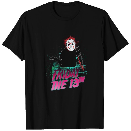 Friday 13th Funny Cat Halloween Horror Graphic T-shirt