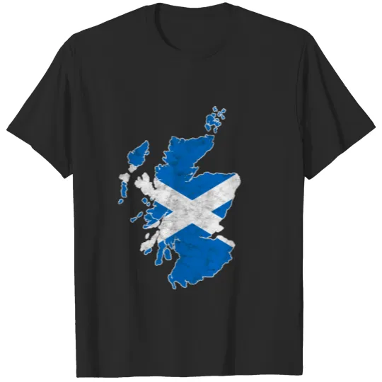 Discover Scotland map Scottish flag T-shirt