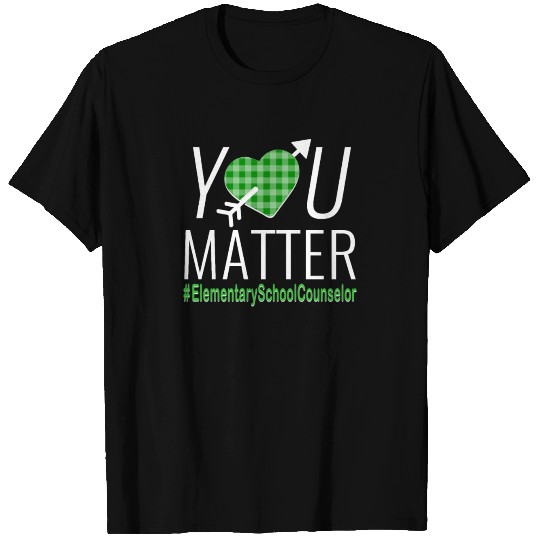 Elementary School Counselor You Matter Gingham Hea T-shirt