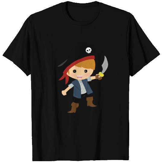 Cute little pirate with sword and pirate hat T-shirt