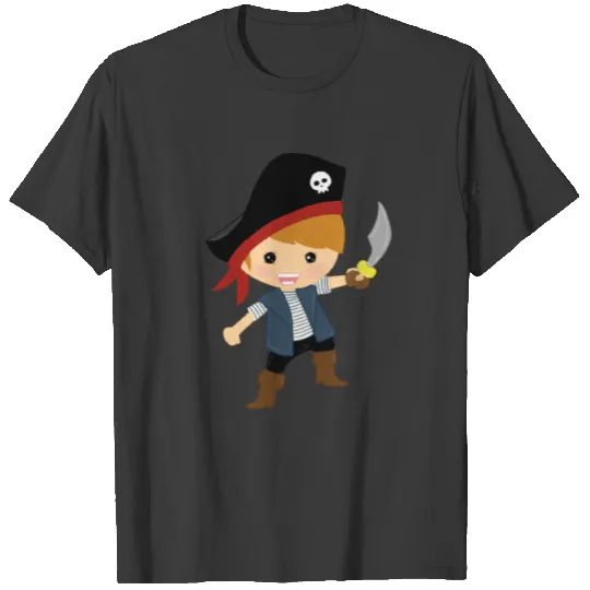 Cute little pirate with sword and pirate hat T-shirt
