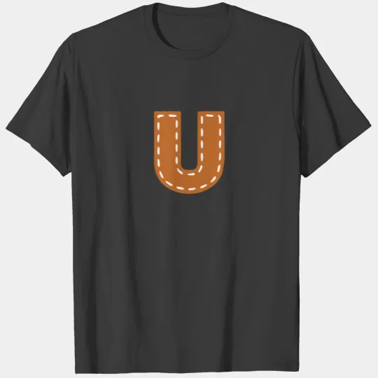 U letter leather sewn in college style USA T-shirt