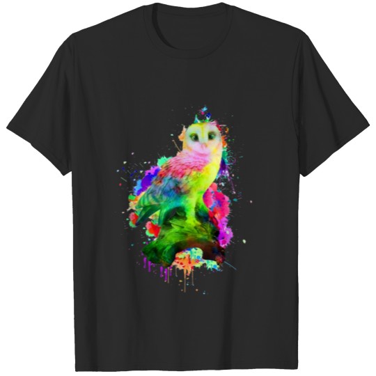 Discover Owl Aquarell Bird Colourful Gift Idea T-shirt