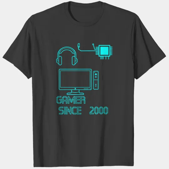 Gamer Since 2000 gaming console gambler nerd video T-shirt