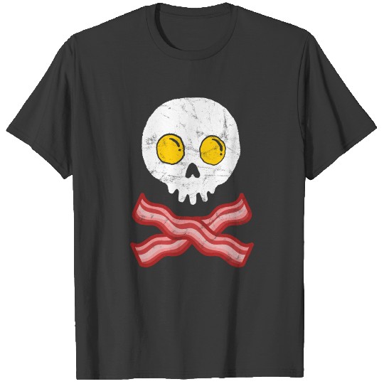 Bacon Crossbones & Sunnyside Up Eggs Skull Funny T-shirt