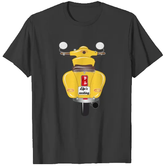 sun-yellow scooter with exciting license plate T-shirt