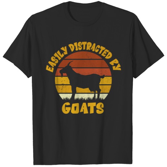 Discover Easily Distracted By Goats Retro Vintage Funny T-shirt