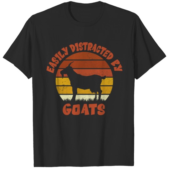 Discover Easily Distracted By Goats Retro Vintage Funny T-shirt