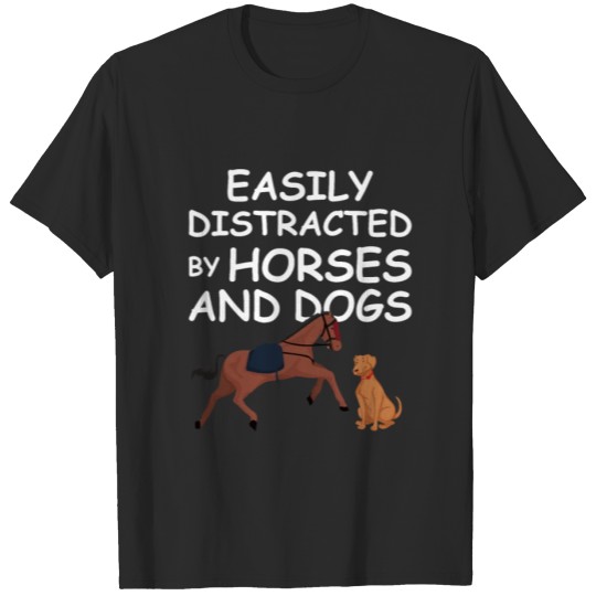 Discover Easily Distracted By Horses And Dogs - Funny Kids T-shirt