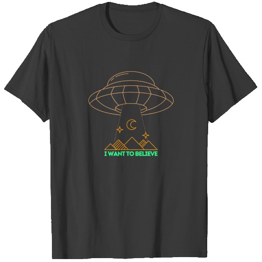 Alien UFO Abduction Pyramids - I want to believe T-shirt