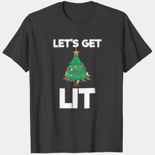 Let's Get Lit Christmas Tree Holiday Drinking Gift T-shirt